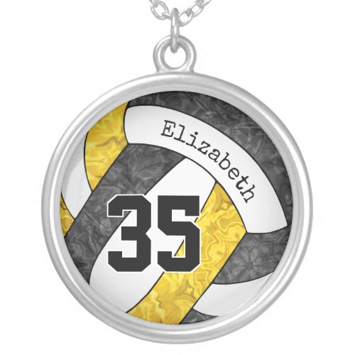 black yellow volleyball team colors custom girls silver plated necklace
