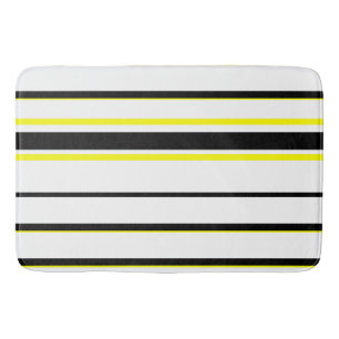 Black yellow white and gray stripes  bath mat