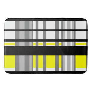 Black yellow white and gray stripes  bath mat