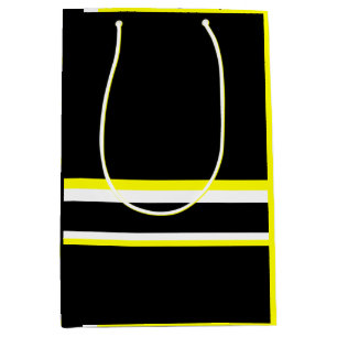 Black yellow white and gray stripes  medium gift bag