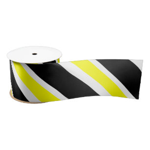 Black yellow white and gray stripes satin ribbon