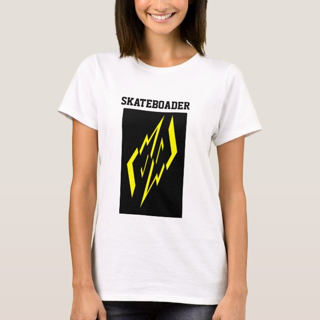 Black Yellow White Skateboader  Tee Shirt (Front)