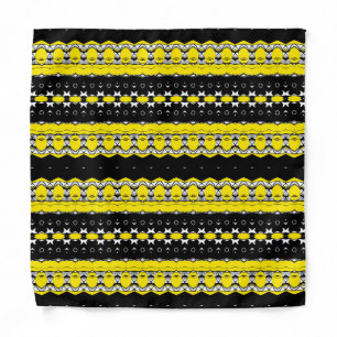 Black, Yellow & White Tribal Pattern Bandana