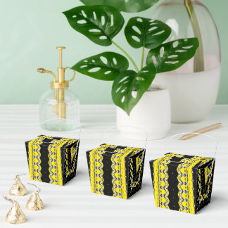 Black, Yellow & White Tribal Pattern Favor Boxes