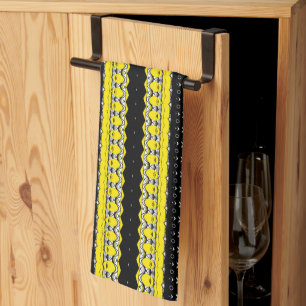 Black, Yellow & White Tribal Pattern Kitchen Towel