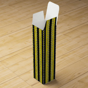 Black, Yellow & White Tribal Pattern Wine Box