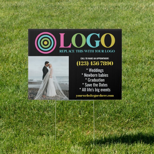 Black Yellow Your Logo Photo Promo Small Business Sign (Insitu)