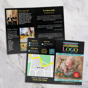 Black Yellow Your Logo & Photos Small Business Brochure