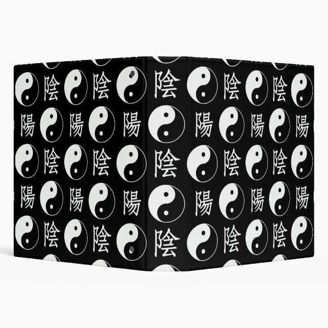 Black Yinyang Symbol Chinese Text Pattern 3 Ring Binder (Background)