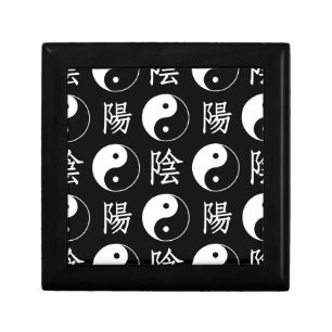 Black Yinyang Symbol Chinese Text Pattern Gift Box