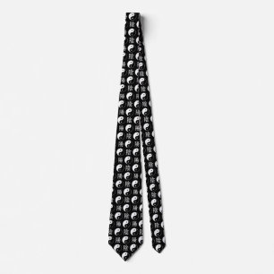 Black Yinyang Symbol Chinese Text Pattern Neck Tie