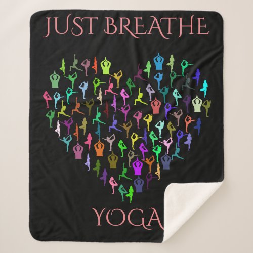 Black yoga sherpa blanket with heart