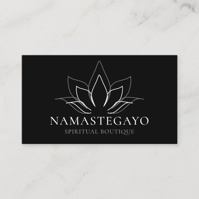 Black Yoga Spiritual Meditation Lotus Business Card