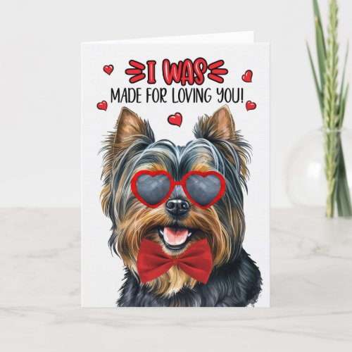 Black Yorkie Dog Made for Loving You Valentine Holiday Card