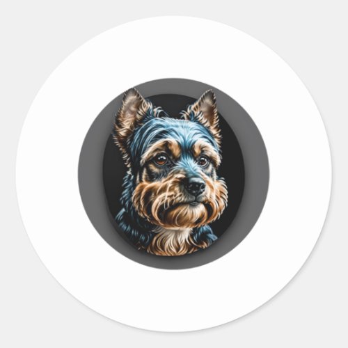 black yorkshire terrier classic round sticker