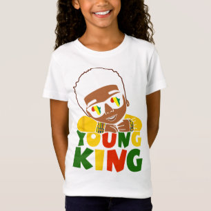 Black Young King Black History Month Kids Afro Boy T-Shirt