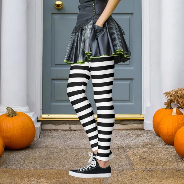 Black & Your Color Stripe Wicked Witch Halloween Leggings (Creator Uploaded)