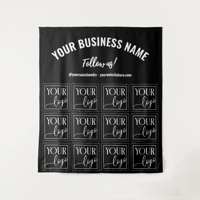 Black Your Logo Follow Us Small Business Backdrop (Front)