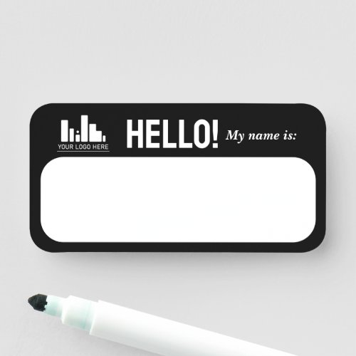 Black Your Logo Hello My Name Is Name Tag