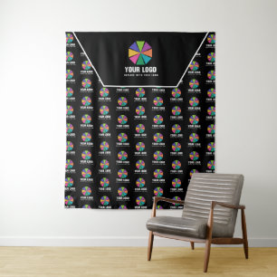 Black Your Logo Pattern Promotional Backdrop