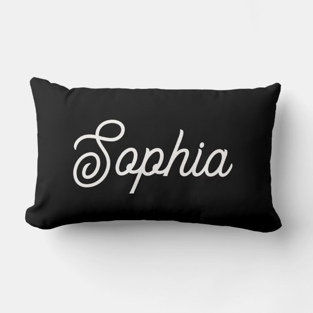 Black | Your Name in Script Lumbar Pillow (Front)