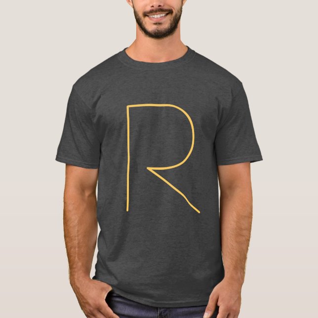 Black Your Name Initial Monogrammed Modern Plain T-Shirt (Front)