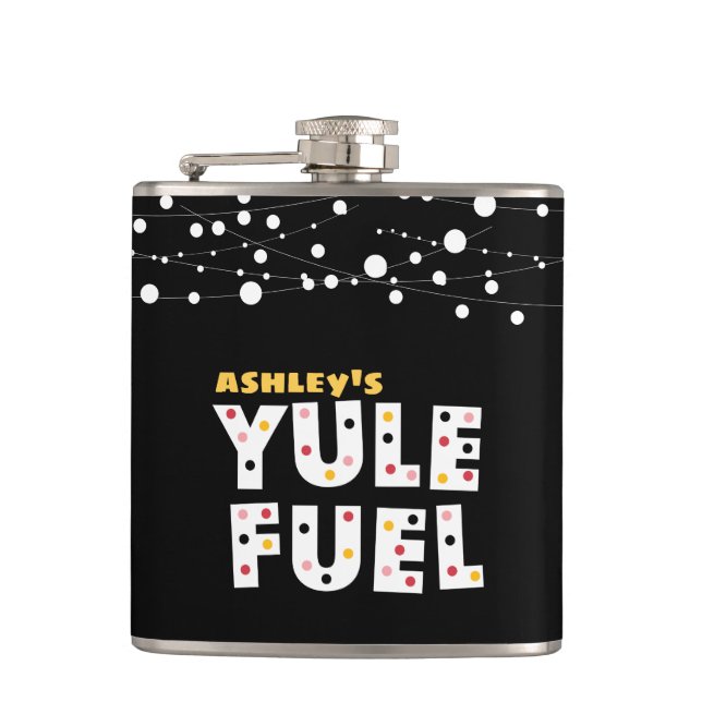 Black YULE FUEL Flask (Front)