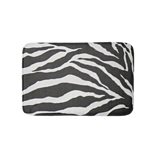 Black Zebra Print African American Home Decor Bath Bathroom Mat (Front)