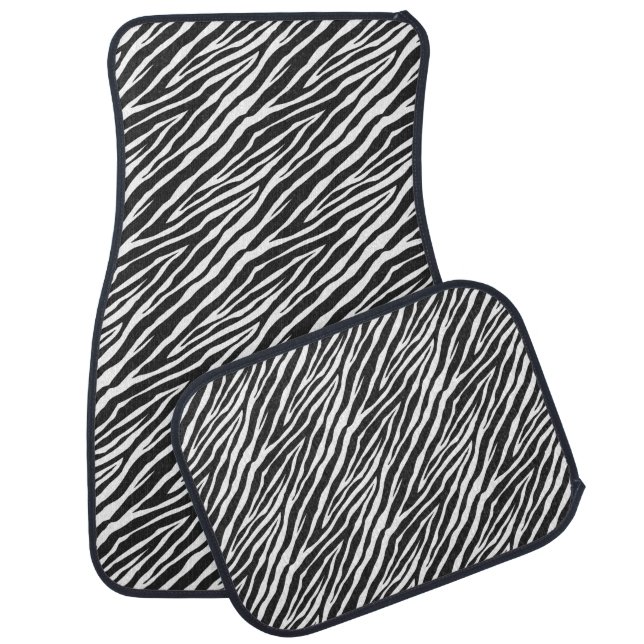 Black Zebra Print Car Mat (Set)