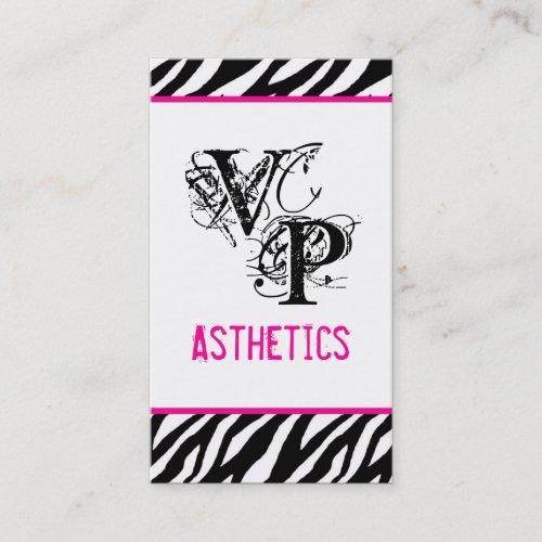 Black Zebra Print Hot Pink Interior Business Card