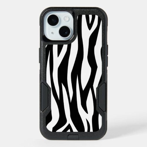 Black Zebra Print iPhone 15 Case