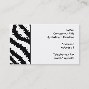 Black Zebra Print Pattern. Business Card