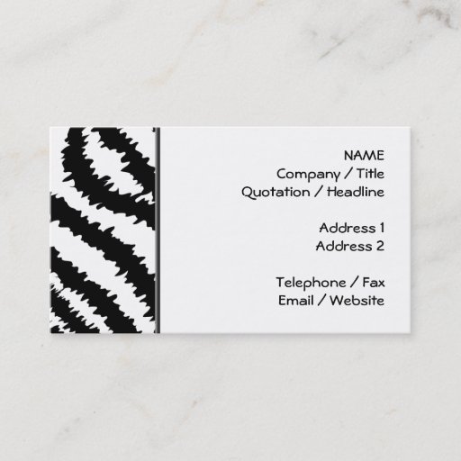 Customizable Black Zebra Print Pattern. Business Cards