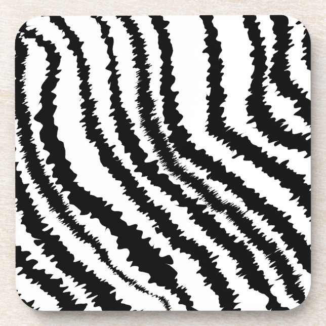 Black Zebra Print Pattern. Drink Coaster (Front)