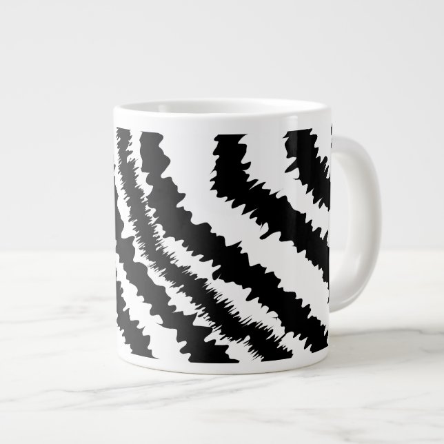 Black Zebra Print Pattern. Giant Coffee Mug (Front Right)