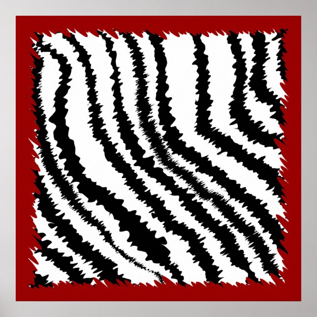 Black Zebra Print Pattern on Deep Red. (Front)