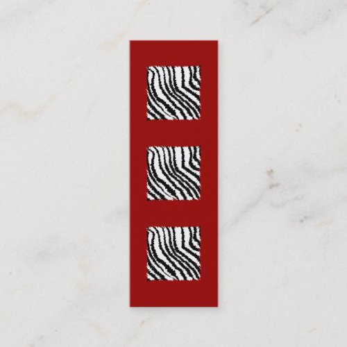Black Zebra Print Pattern on Deep Red. Business Card