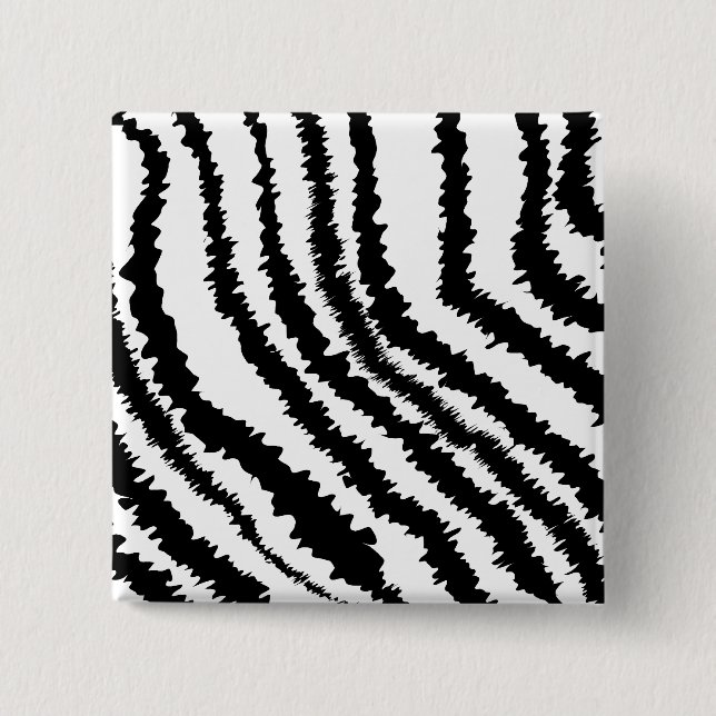 Black Zebra Print Pattern. Pinback Button (Front)