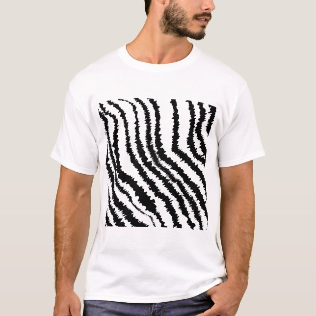 Black Zebra Print Pattern. T-Shirt (Front)