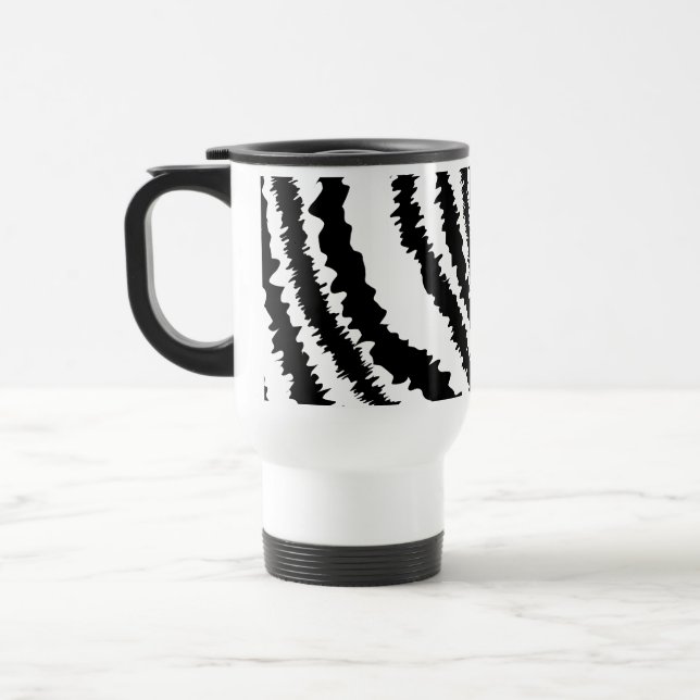 Black Zebra Print Pattern. Travel Mug (Left)