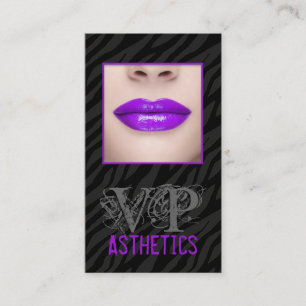 Black Zebra Print Purpl Lips Make Up Business Card