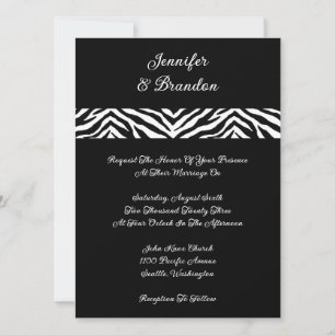 Black Zebra Print Wedding Invitation