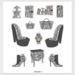 Black Zebra Print Women High Fashion Decals