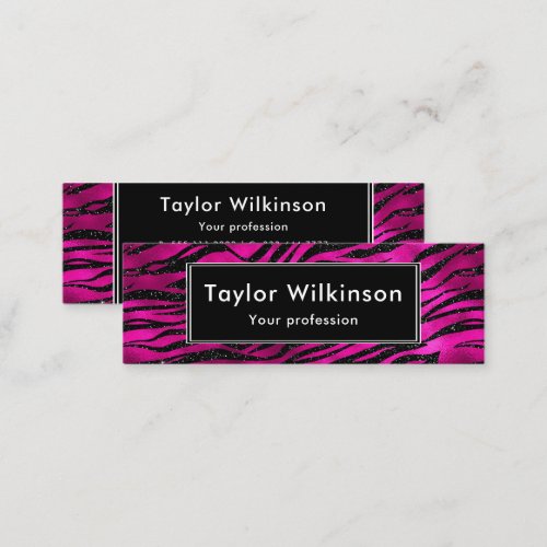 Black Zebra Stripes Animal Print on Hot Pink Mini Business Card