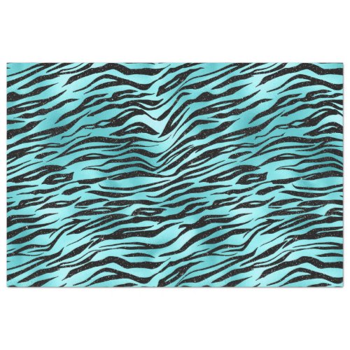 Black Zebra Stripes Animal Print on Turquoise Tissue Paper