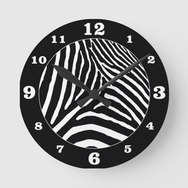 Black Zebra Stripes Pick Your Own Combo Round Clock (Front)