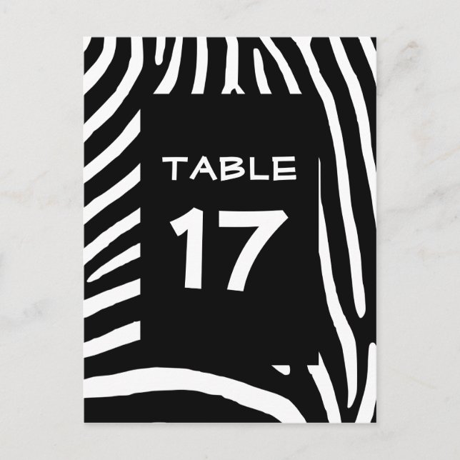Black Zebra Stripes Table Number (Front)