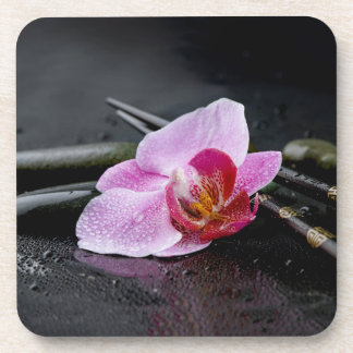 Black zen orchid drink coaster