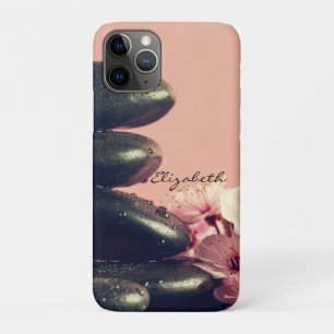 Black Zen Stones Flowers iPhone 11 Pro Case