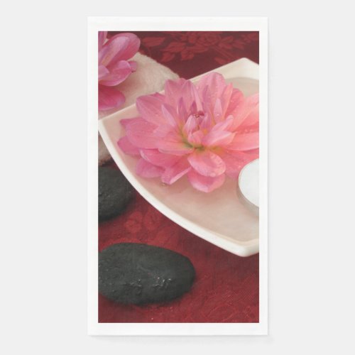 Black Zen Stones Flowers Guest Towel Paper Napkin